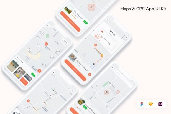Download Maps &amp; GPS App UI Kit - Map Collection