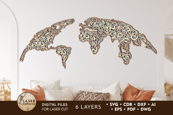 Download World Map Multilayer Laser Cut Files - Premium Resources