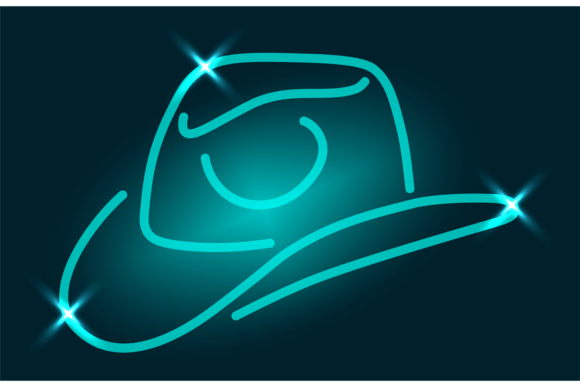 Download Cowboy Hat in Blue Neon Line Style. Bar - Neon line Collection