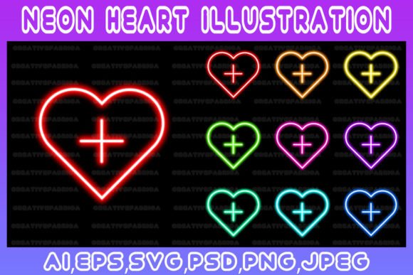 Download Heart Neon Line Illustration Art Vector - Neon line Collection