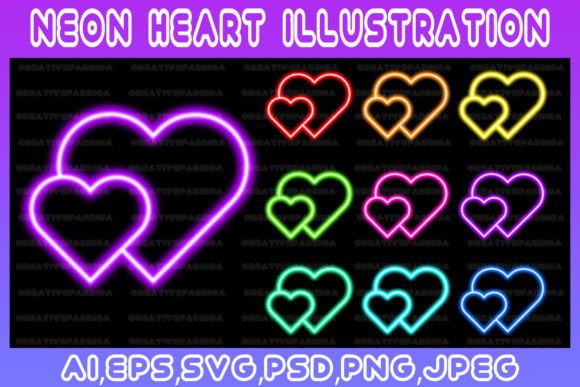Download Heart Neon Line Illustration Art Vector - Neon line Collection